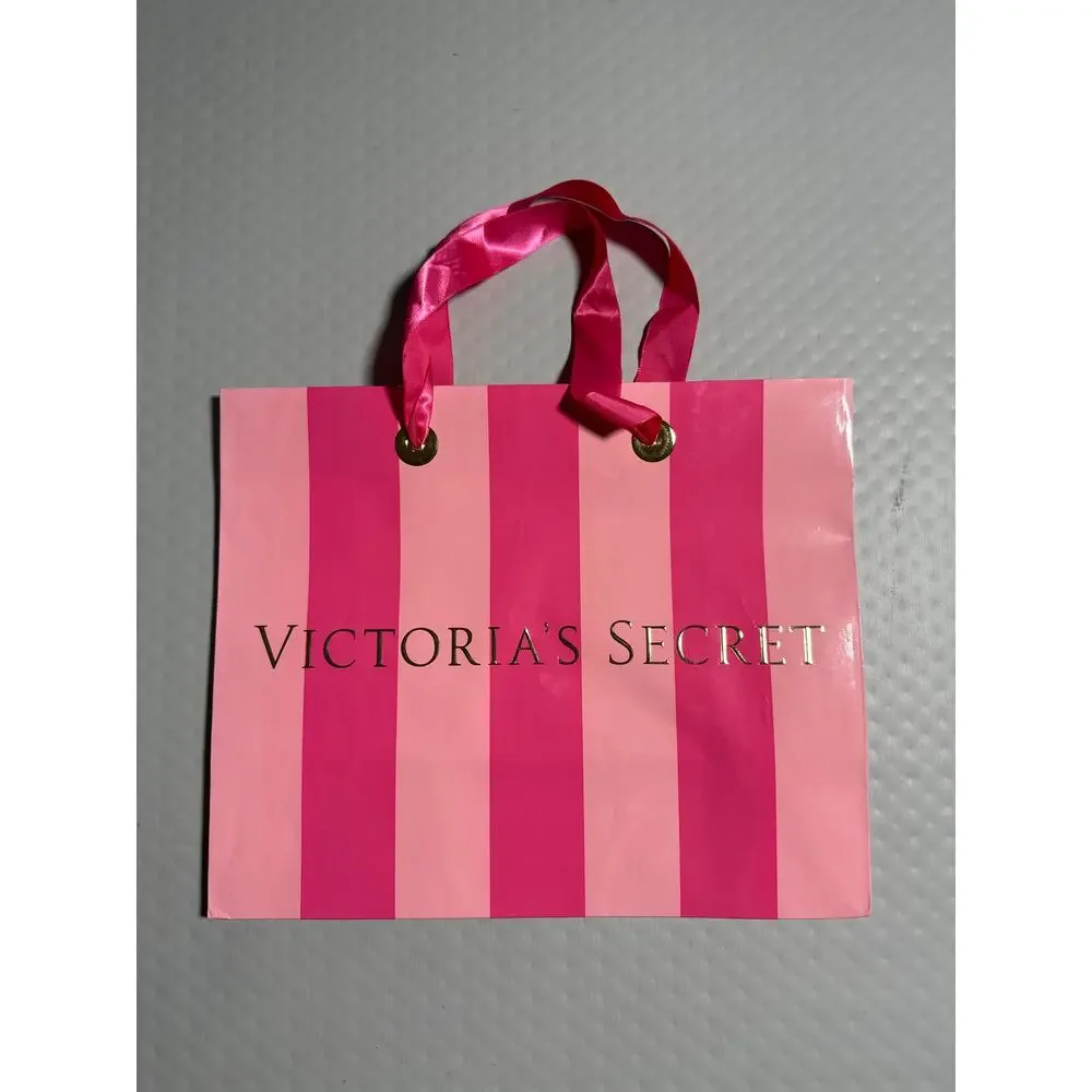 Victoria's Secret Iconic Pink Stripe Paper Gift Shopping Bag 9x11‎